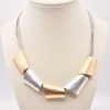 Gold Wire Necklace with Silver & Gold Slides