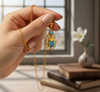 Blue Opal Scarab Pendant
