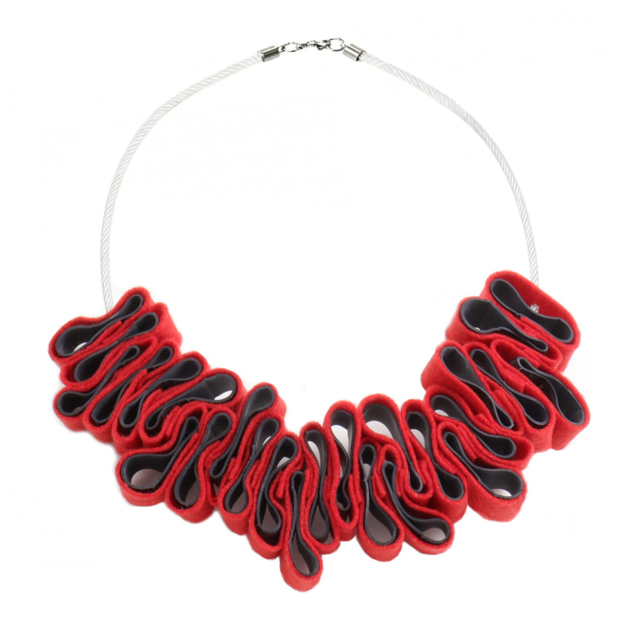 Red Felt and Rubber Ribbon Necklace - Detroit Institute of Arts Museum Shop