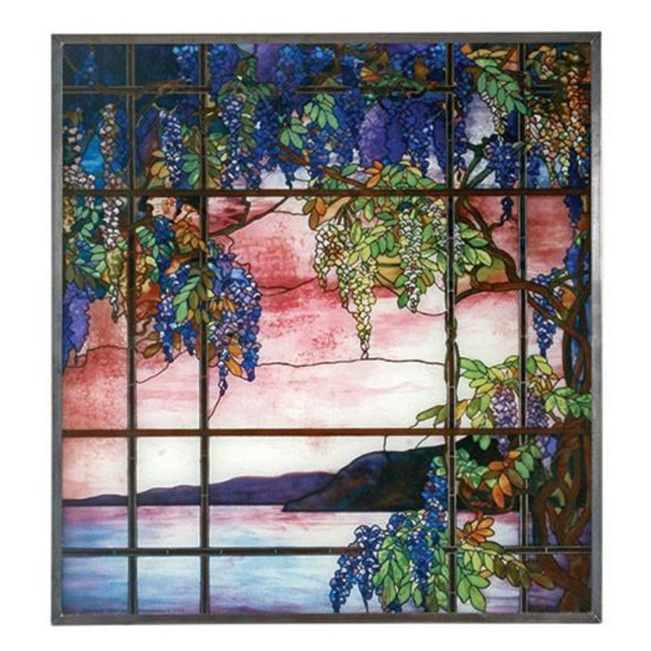 Tiffany View of Oyster Bay Glass Panel, 13 x 12 - Detroit