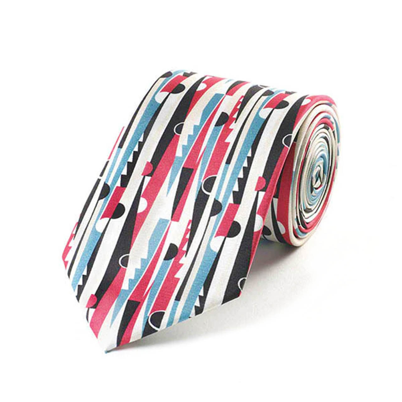 Red and White Striped Mens Silk Tie 