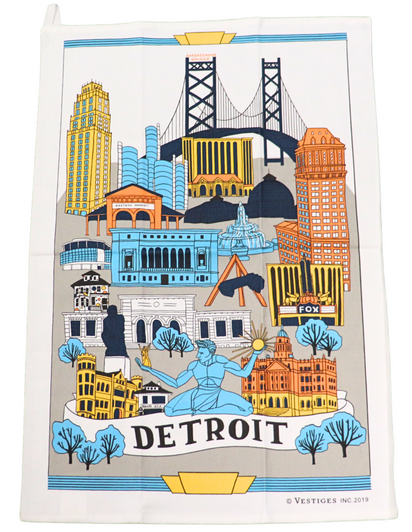 Detroit Collage Tea Towel