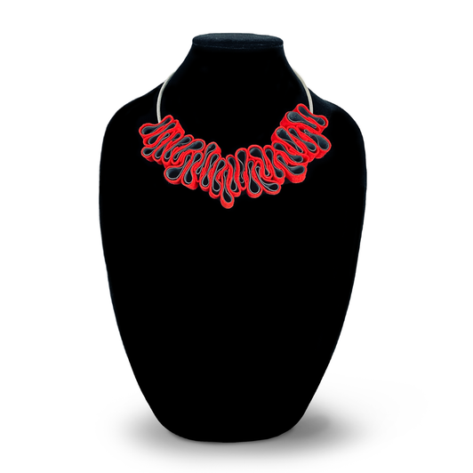 Red Felt and Rubber Ribbon Necklace Red Felt and Rubber Ribbon Necklace