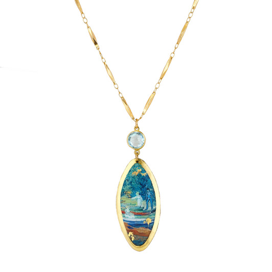 Bank of the Oise Blue Topaz Marquis Necklace 17" Bank of the Oise Blue Topaz Marquis Necklace 17"