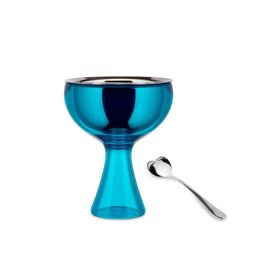 Blue Ice Cream Bowl with Spoon