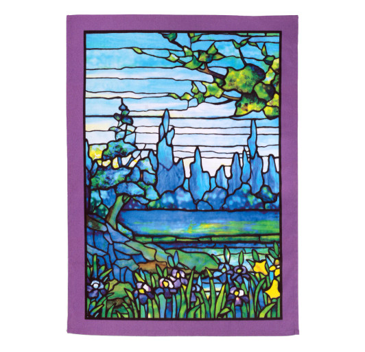 Iris Landscape, Louis Comfort Tiffany Tea Towel