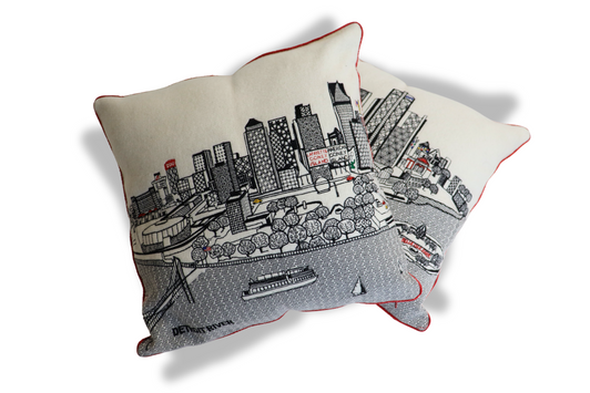 Detroit Skyline Square Pillow Set, Daytime