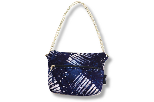 Blue Batik Crossbody Bag with Chain