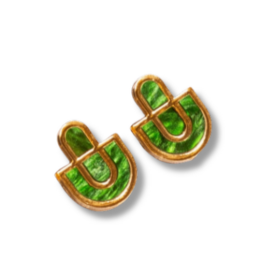 Devin 2 Green & Gold Earrings