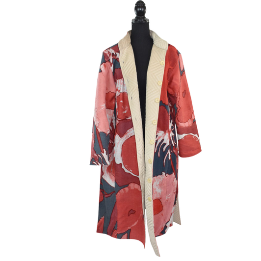 Diane Floral Reversible Coat - Red