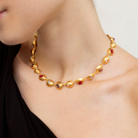 Addaia Gold/Stone Bead Necklace
