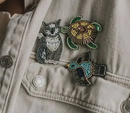 Bala Mani Beaded Bird Brooch