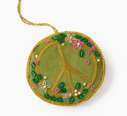 Plush Floral Peace Sign Ornament