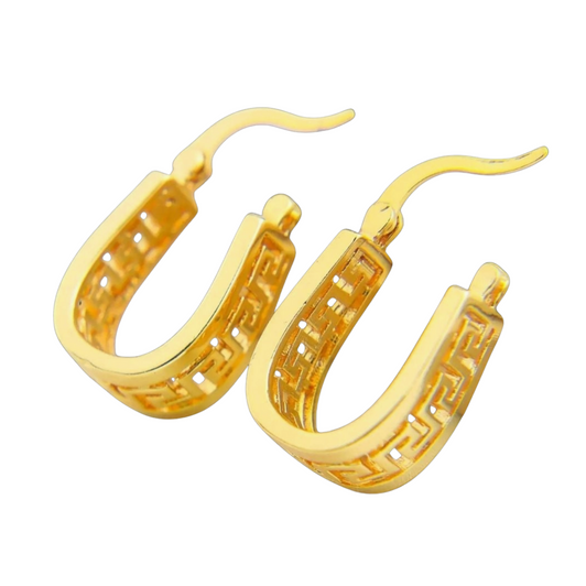 Gold Greek Key Hoops Gold Greek Key Hoops