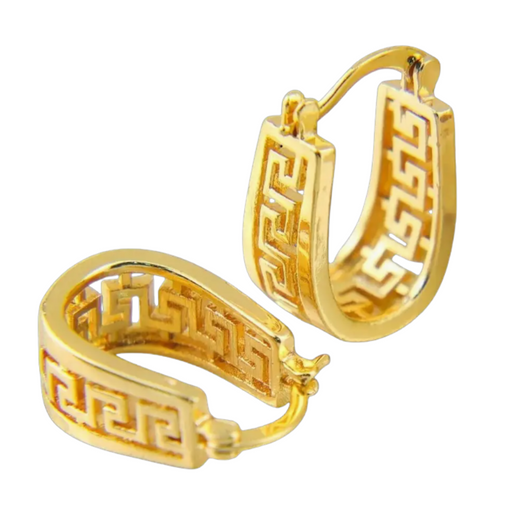 Gold Greek Key Hoops Gold Greek Key Hoops