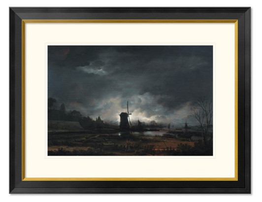 Moonlit Landscape with a Windmill - Aert van der Neer 11x14 Print