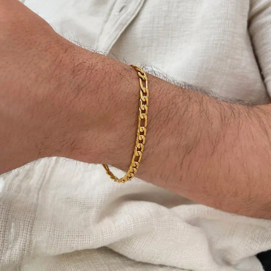 Men's Gold Figaro 8.3" Chain Bracelet