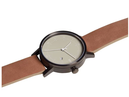 Men's George Watch with Black Case & Grey Leather Band