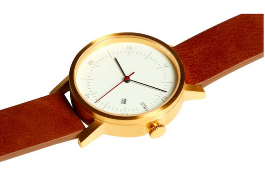 Men's George Watch with Gold Case & Brown Leather Band