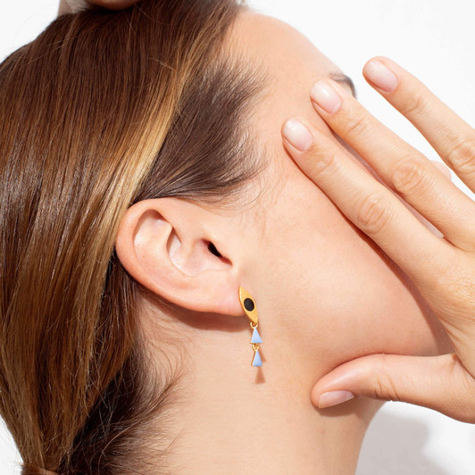 Somni Black Gold Blue Earrings