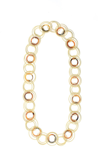 Tortoise/Gold Rings Necklace