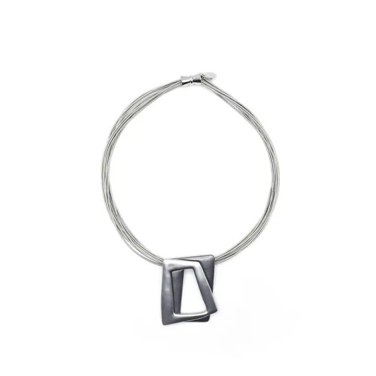 Silver Necklace w/ Rectangle Pendant