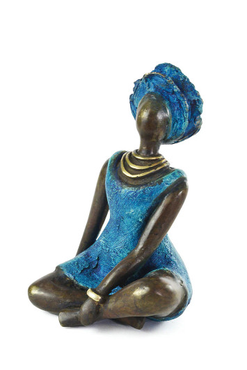 La Femme En Bleu Burkina Sculpture
