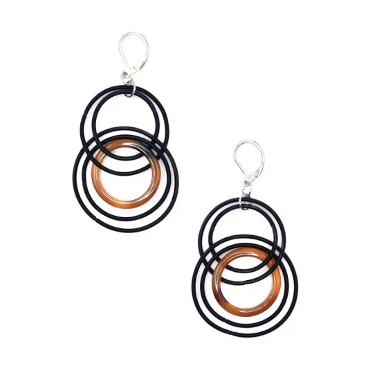 Tortoise/Black Rings Earrings