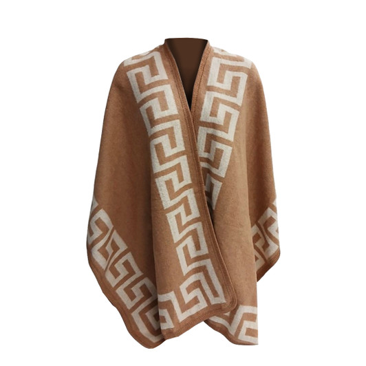 Greek Key Khaki Shawl