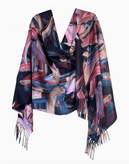 Navy/Pink Swirl Shawl