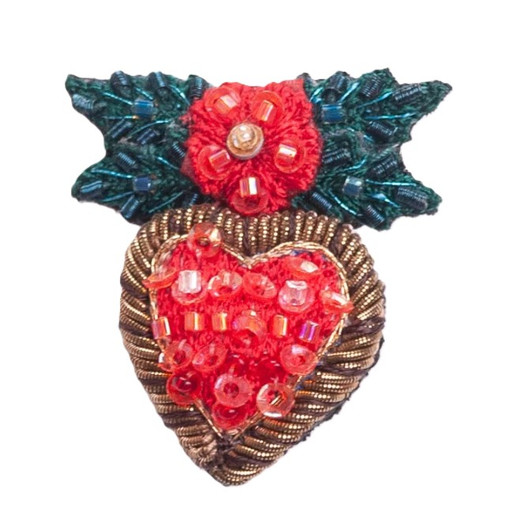 Holly Heart Brooch