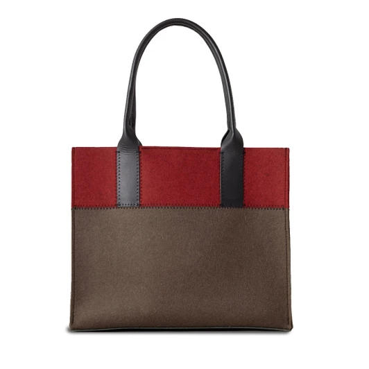 Jaunt Merino Wool Midi Tote - Tobacco/Cherry/Black