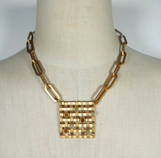 Bronze Grid Necklace