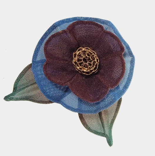 Cotton Rose Mesh Pin Marsala / Marina / Aqua