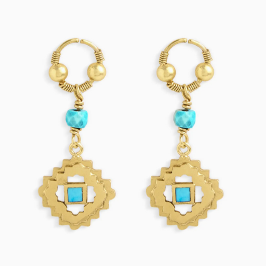 Gold Turquoise Drop Earrings