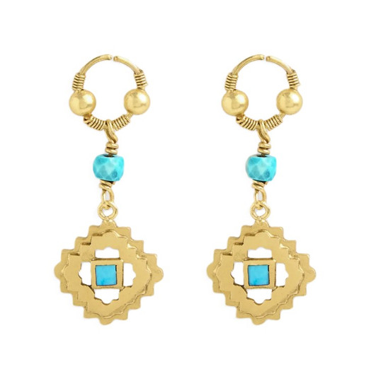 Gold Turquoise Drop Earrings