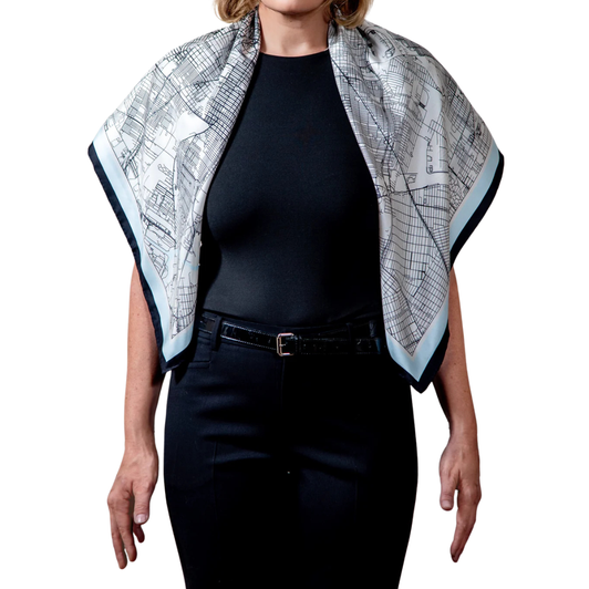 Detroit City Map 34" Silk Scarf