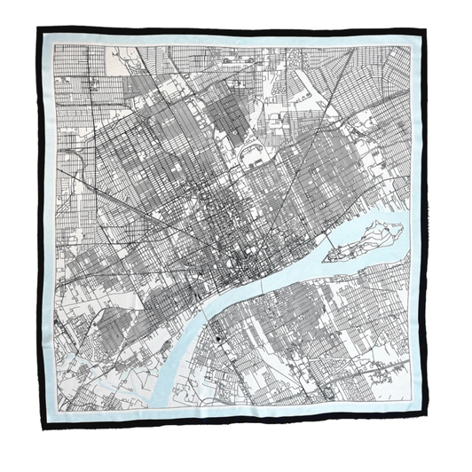 Detroit City Map 34" Silk Scarf