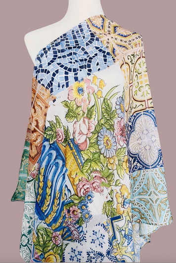 Multi Floral Patchwork Scarf