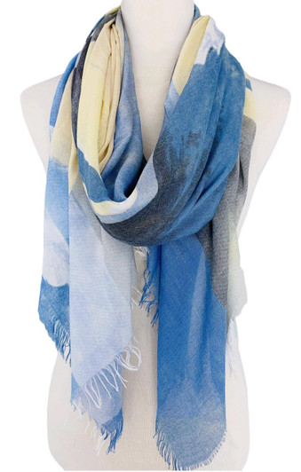 Blue Multi Abstract Scarf