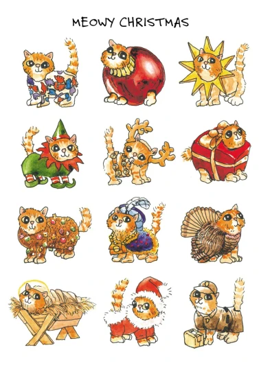 Cats Decorating Boxed Holiday Cards