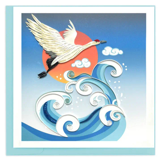 Wave & Crane Quilling Card