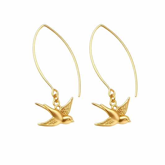 Gold Swallow Bird Earrings