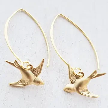 Gold Swallow Bird Earrings