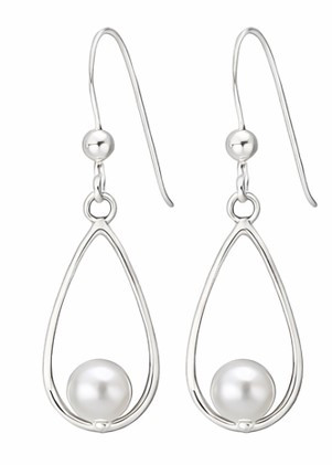 Silver Teardrop w/Pearl Earrings