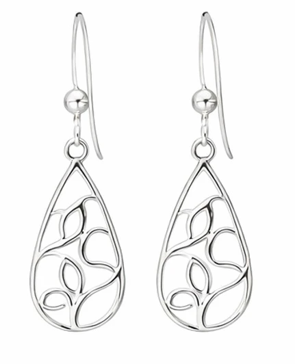 Silver Paisley Teardrop Earrings