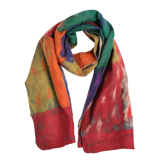 Impressionist Wool/Silk Scarf, Red