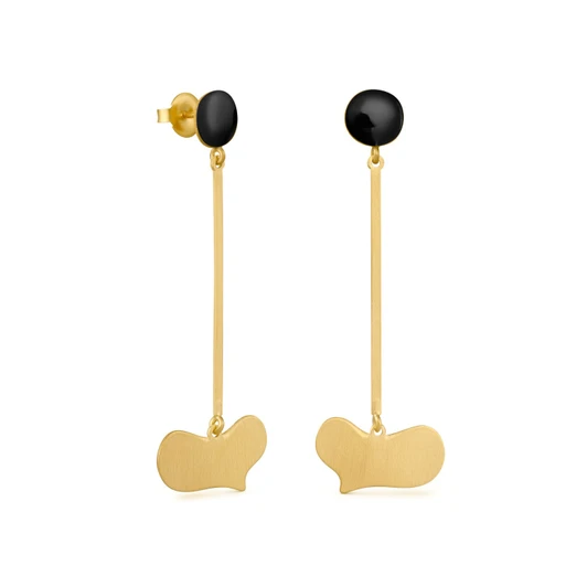 Miro Black/Gold Heart Earrings
