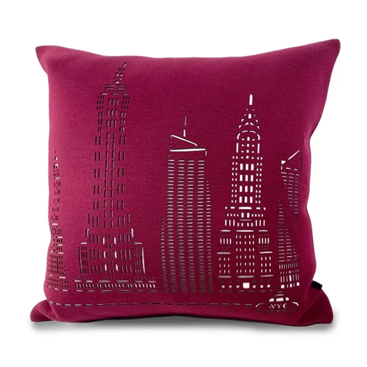 NYC Laser Cut Pillow - Cranberry