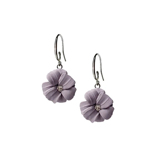 Lavender Clay Flower Earrings